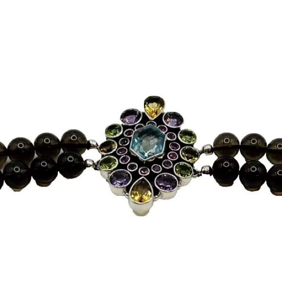 🌟Nicky Butler 925 Silver Aqua Quartz Garnet Citrine Amethyst Bracelet Brand NEW - Picture 8 of 14